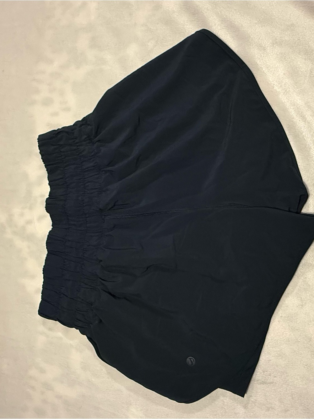 CRZ YOGA Black Smocked High Rise Lined Athletic Running Shorts Size Small - Picture 7 of 7